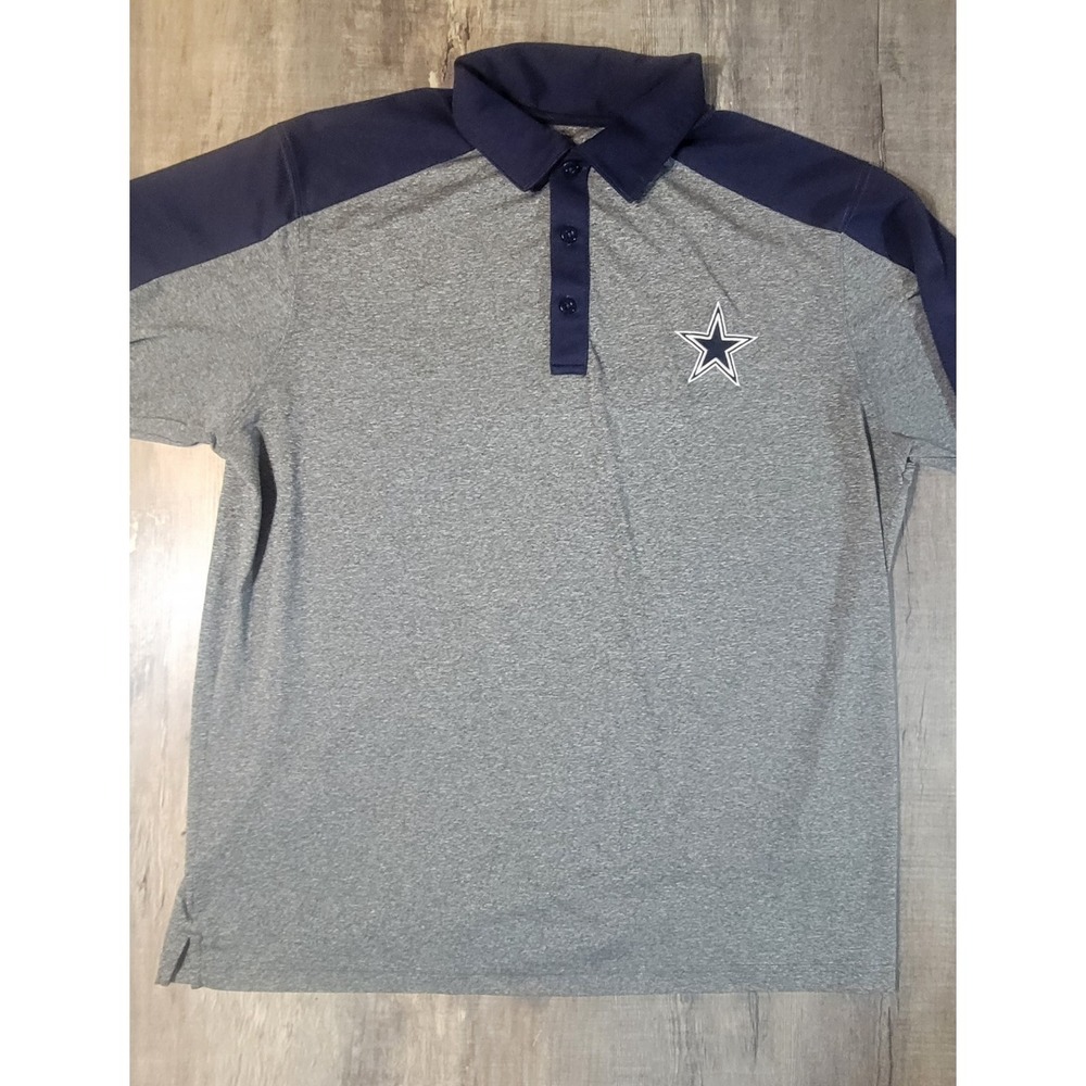 Dallas Cowboys Authentic Mens XL Gray Blue Polo Golf Shirt Football NFL 2 Shirts - Picture 3 of 16